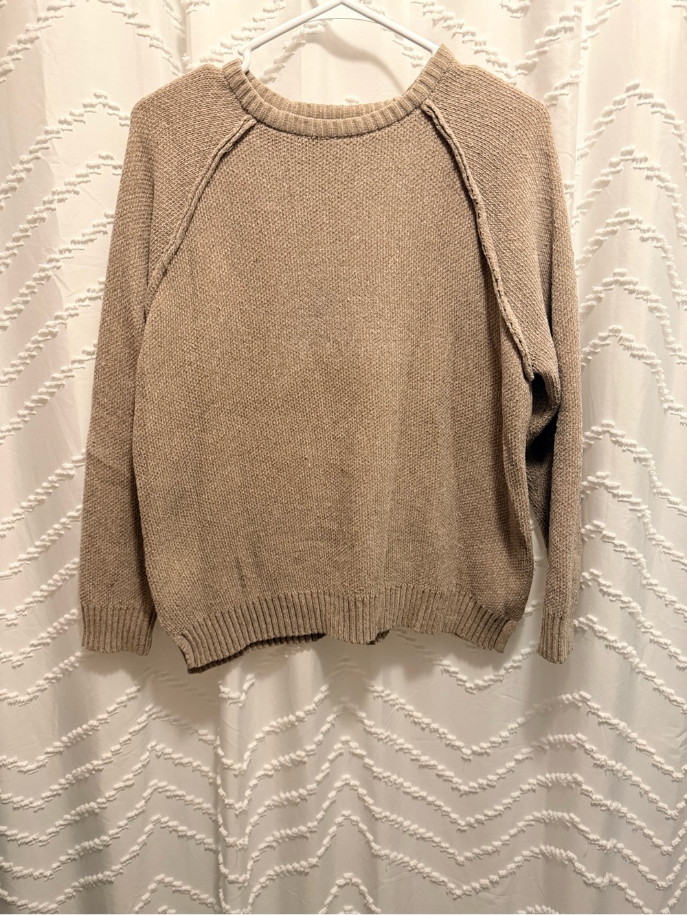 Zenana Outfitters Taupe Knit Crew Pullover